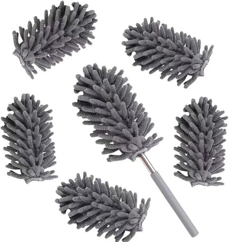 Microfiber Duster for Cleaning,6 Pcs Hand Washable Dusters with 11" to 29.5" Reachable Pole,Small Dusters for Cleaning Office Car Computer Furniture Sofa Ceiling Fan (Orange) in Saudi Arabia