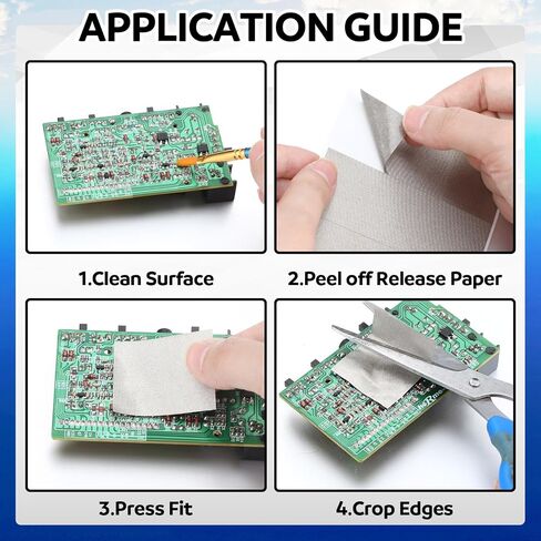 Pangda 200 Pcs Copper Fabric Strips with Conductive Adhesive 1.18 Inch x 1.5 Inch for Electrical Connection Grounding EMI Shielding Wire Harness Display Repair Cable Interference Blocking in Kuwait