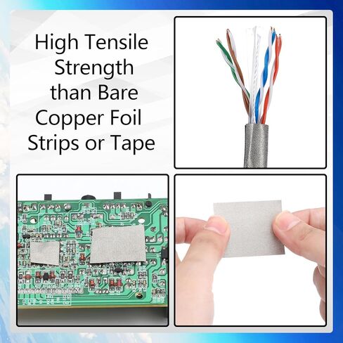 Pangda 200 Pcs Copper Fabric Strips with Conductive Adhesive 1.18 Inch x 1.5 Inch for Electrical Connection Grounding EMI Shielding Wire Harness Display Repair Cable Interference Blocking in Kuwait