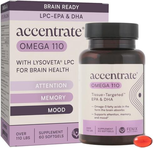 Accentrate Omega with LYSOVETA LPC | EPA & DHA Supplements for Brain Health | Focus, Memory, & Mood | 6X Better Absorption Than Fish Oil | Omega-3 Fatty Acid Supplements | 30 Softgels (1 Month) in Saudi Arabia
