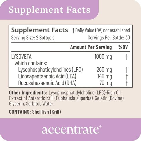 Accentrate Omega with LYSOVETA LPC | EPA & DHA Supplements for Brain Health | Focus, Memory, & Mood | 6X Better Absorption Than Fish Oil | Omega-3 Fatty Acid Supplements | 30 Softgels (1 Month) in Saudi Arabia