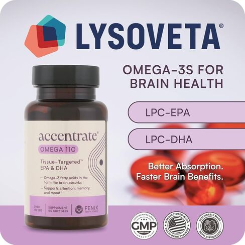 Accentrate Omega with LYSOVETA LPC | EPA & DHA Supplements for Brain Health | Focus, Memory, & Mood | 6X Better Absorption Than Fish Oil | Omega-3 Fatty Acid Supplements | 30 Softgels (1 Month) in Saudi Arabia