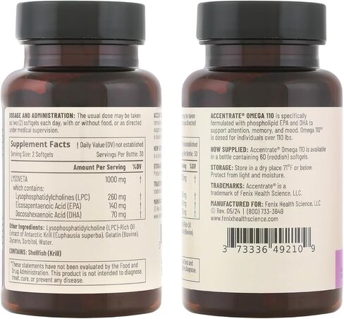 Accentrate Omega with LYSOVETA LPC | EPA & DHA Supplements for Brain Health | Focus, Memory, & Mood | 6X Better Absorption Than Fish Oil | Omega-3 Fatty Acid Supplements | 30 Softgels (1 Month) in Saudi Arabia