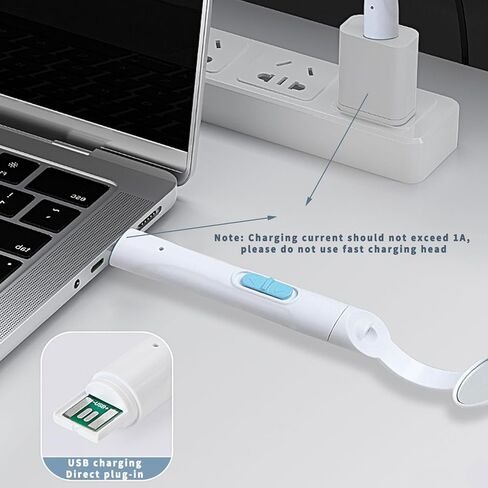 Dental Mirror with Dual LED Light, Detachable Anti-Fog Teeth Inspection Mirror, USB Rechargeable, Professional Oral Care Tool (Blue) in Saudi Arabia
