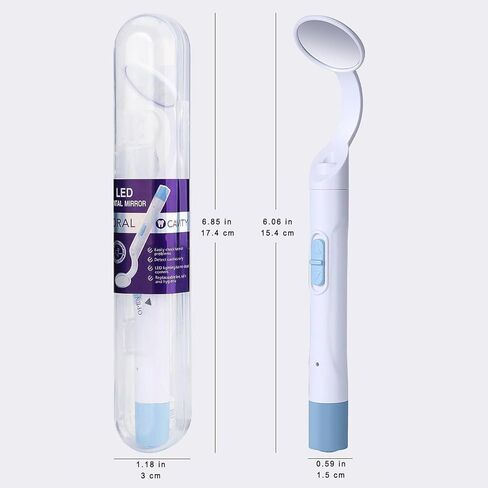 Dental Mirror with Dual LED Light, Detachable Anti-Fog Teeth Inspection Mirror, USB Rechargeable, Professional Oral Care Tool (Blue) in Saudi Arabia