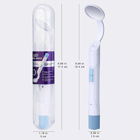 Dental Mirror with Dual LED Light, Detachable Anti-Fog Teeth Inspection Mirror, USB Rechargeable, Professional Oral Care Tool (Blue) in Saudi Arabia