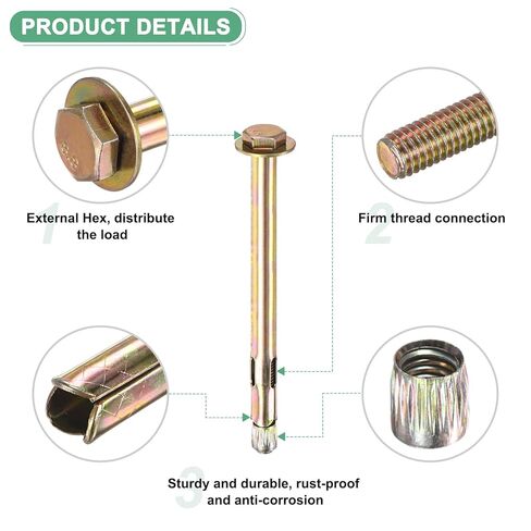 مسمار تمدد سداسي عشري 20 عبوة ، M6x40mm ملونة من الحديد الكربون الصلب البراغي السداسية الخارج in Kuwait