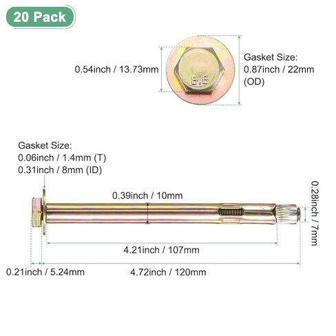 مسمار تمدد سداسي عشري 20 عبوة ، M6x40mm ملونة من الحديد الكربون الصلب البراغي السداسية الخارج in Kuwait