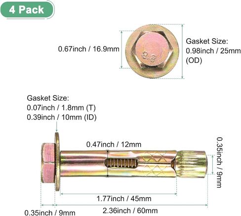 مسمار تمدد سداسي سداسي 4 عبوات ، M10x80mm ملونة من الحديد الكربون الصلب البراغي السداسية الخارج in Saudi Arabia