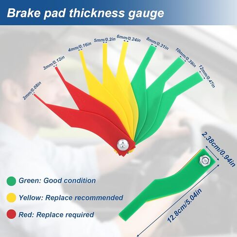 3pcs الإطارات الإطارات عمق مقياس قياس الأداة المدقق عمق الخيط المدقق ، وبطانة لوحة الفرامل المرمزة بالألوان مقياس قياس الإطارات الرقمية in Kuwait