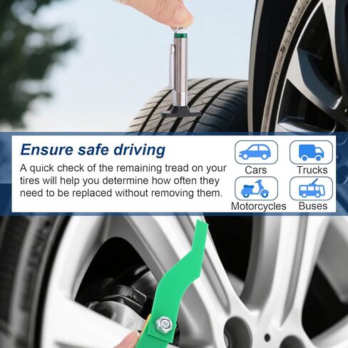 3pcs الإطارات الإطارات عمق مقياس قياس الأداة المدقق عمق الخيط المدقق ، وبطانة لوحة الفرامل المرمزة بالألوان مقياس قياس الإطارات الرقمية in Kuwait