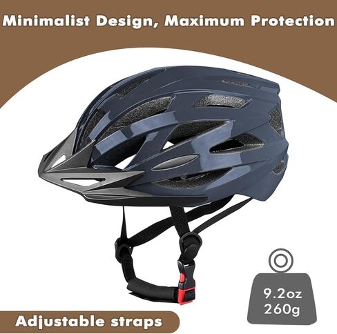 Road Bike Helmet Adult Men & Women, Adjustable Lightweight Design (22-24.5 Inches) - Vented, Removable Visor & Reflective White, for Day and Night Commuting & Sports | CPSC Certified in Kuwait