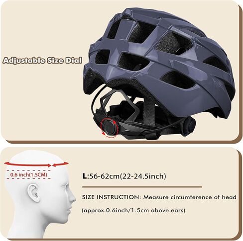 Road Bike Helmet Adult Men & Women, Adjustable Lightweight Design (22-24.5 Inches) - Vented, Removable Visor & Reflective White, for Day and Night Commuting & Sports | CPSC Certified in Kuwait