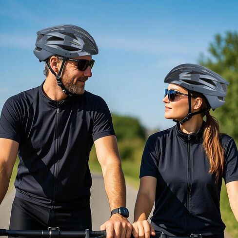 Road Bike Helmet Adult Men & Women, Adjustable Lightweight Design (22-24.5 Inches) - Vented, Removable Visor & Reflective White, for Day and Night Commuting & Sports | CPSC Certified in Kuwait