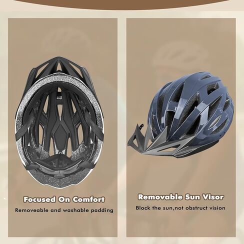 Road Bike Helmet Adult Men & Women, Adjustable Lightweight Design (22-24.5 Inches) - Vented, Removable Visor & Reflective White, for Day and Night Commuting & Sports | CPSC Certified in Kuwait