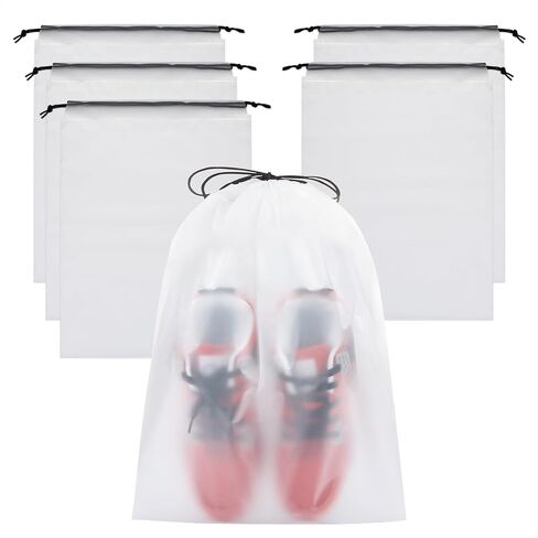 Vorspack Shoe Bags for Travel - 6 Pcs Transparent Drawstring Backpack Travel Shoe Bag Clear Drawstring Bag Large Shoe Organizer with Rope Travel Essentials for Men Women in Saudi Arabia