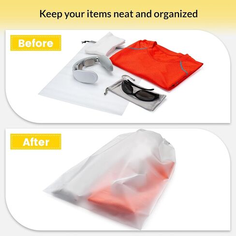 Vorspack Shoe Bags for Travel - 6 Pcs Transparent Drawstring Backpack Travel Shoe Bag Clear Drawstring Bag Large Shoe Organizer with Rope Travel Essentials for Men Women in Saudi Arabia
