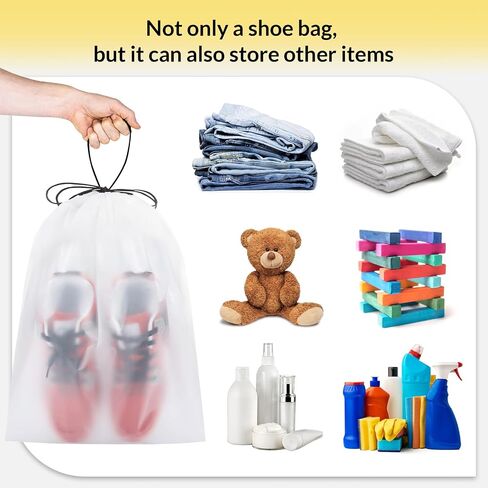Vorspack Shoe Bags for Travel - 6 Pcs Transparent Drawstring Backpack Travel Shoe Bag Clear Drawstring Bag Large Shoe Organizer with Rope Travel Essentials for Men Women in Saudi Arabia