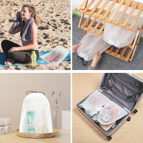Vorspack Shoe Bags for Travel - 6 Pcs Transparent Drawstring Backpack Travel Shoe Bag Clear Drawstring Bag Large Shoe Organizer with Rope Travel Essentials for Men Women in Saudi Arabia