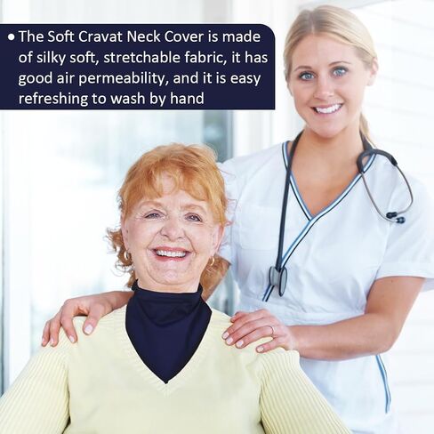 Tracheostomy Neck Stoma Cover,Breathable Laryngectomy Cover for Tracheostomy Care,Tracheostomy Supplies-Adjustable Neck Trachea Protector (Navy Blue, 2pcs) in Kuwait