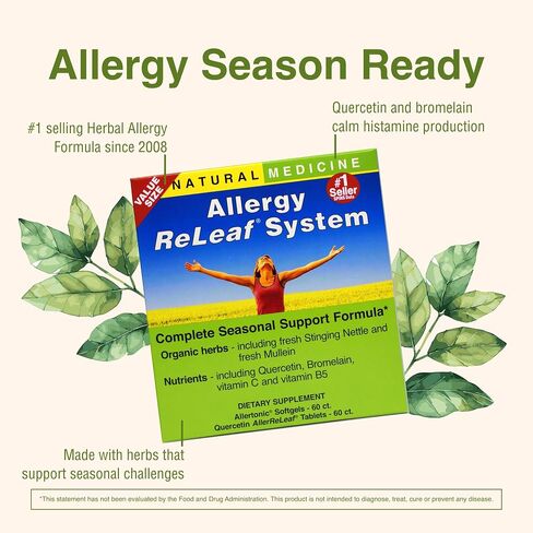 Herbs Etc. Allergy ReLeaf System - Seasonal Discomfort Supplement - Provides Seasonal Support for Sneezing & Itchy Eyes - Supports Sinus Function - 30 Softgels (30 Servings), 30 Tablets (30 Servings) in Saudi Arabia