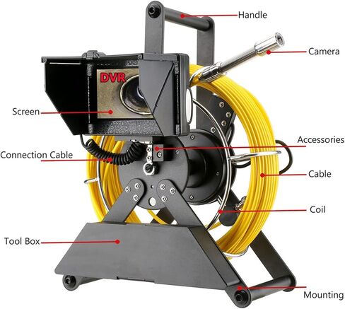 Pipeline Endoscope, Industrial Sewer Inspection Camera, 7-inch Monitor with 20/30m Cable Pipeline Inspection Tool (with Video) (with Dvr 30 m) in Saudi Arabia