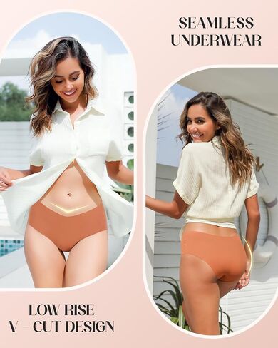 Xibing Seamless Underwear for Women No Show Panties Cheeky Bikini Underpants Soft Stretch Invisible Hipster 6-Pack Size XS-XL in Kuwait