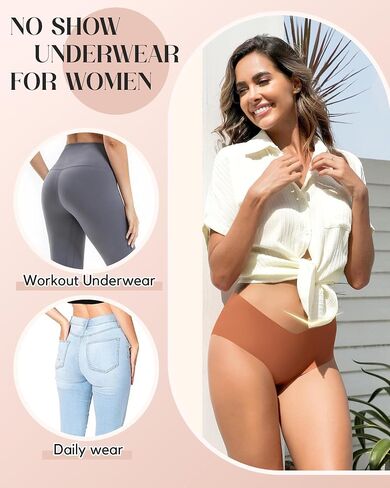 Xibing Seamless Underwear for Women No Show Panties Cheeky Bikini Underpants Soft Stretch Invisible Hipster 6-Pack Size XS-XL in Kuwait
