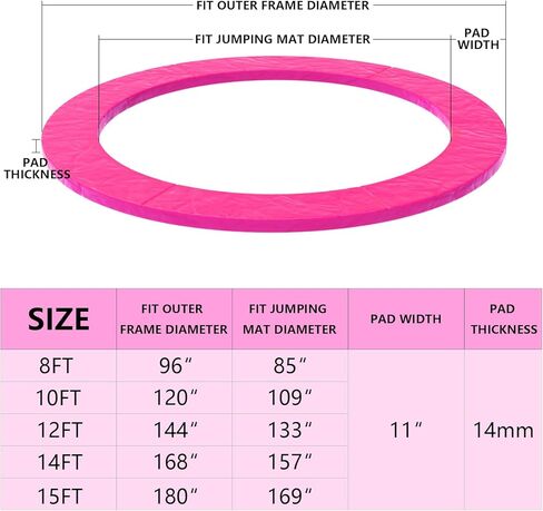 SKOK Trampoline Pad 12FT 14FT 15FT Trampoline Replacement Safety Pad Mat, No Holes for Pole, Waterproof Trampoline Accessories Spring Cover in Saudi Arabia