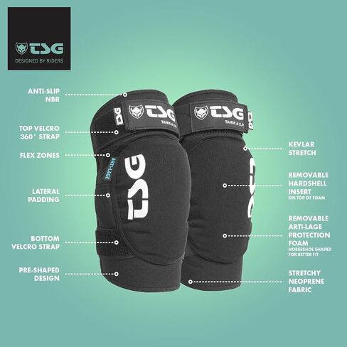 TSG - Elbowguard Tahoe A 2.0, Mountain Bike and Dirt Bike Protective Gear - Flexible and Durable, ACF Impact Foam, Pullover, Pre Shaped and Horse Shoe Design in Kuwait