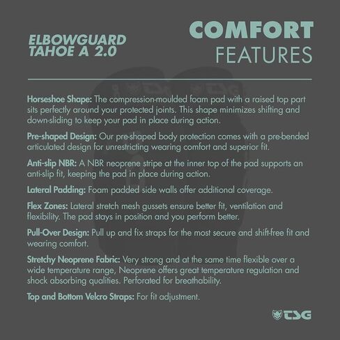 TSG - Elbowguard Tahoe A 2.0, Mountain Bike and Dirt Bike Protective Gear - Flexible and Durable, ACF Impact Foam, Pullover, Pre Shaped and Horse Shoe Design in Kuwait