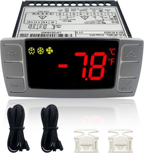 XR06CX-4N1F1 Temperature Controller with NTC Temperature Sensor Probe Compatible with Dixell XR06CX-4N1F1 Temperature Thermostat Fit for 120V 50-60Hz Commercial Refrigerators/Freezer (with Clasp) in Kuwait