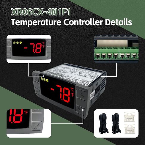 XR06CX-4N1F1 Temperature Controller with NTC Temperature Sensor Probe Compatible with Dixell XR06CX-4N1F1 Temperature Thermostat Fit for 120V 50-60Hz Commercial Refrigerators/Freezer (with Clasp) in Kuwait