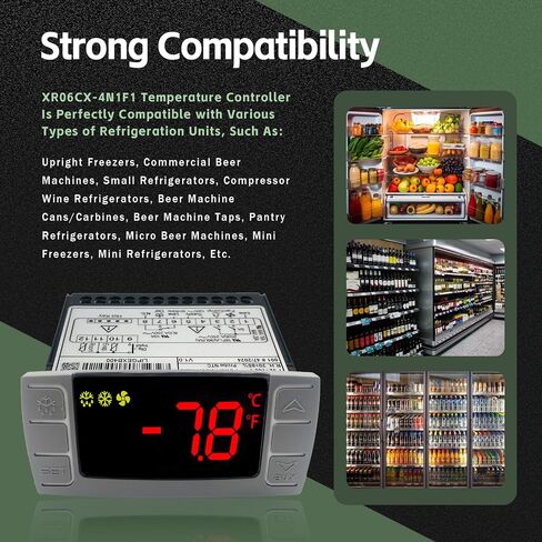 XR06CX-4N1F1 Temperature Controller with NTC Temperature Sensor Probe Compatible with Dixell XR06CX-4N1F1 Temperature Thermostat Fit for 120V 50-60Hz Commercial Refrigerators/Freezer (with Clasp) in Kuwait