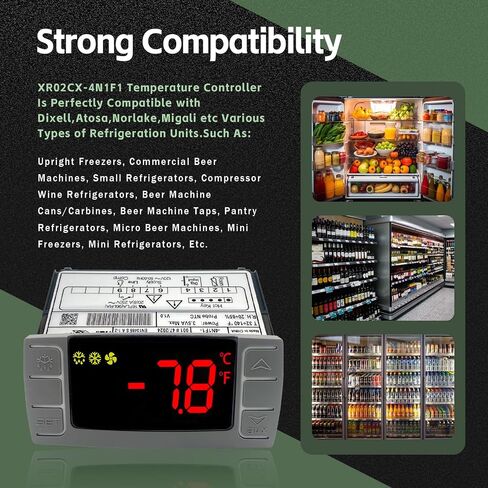 XR06CX-4N1F1 Temperature Controller with NTC Temperature Sensor Probe Compatible with Dixell XR06CX-4N1F1 Temperature Thermostat Fit for 120V 50-60Hz Commercial Refrigerators/Freezer (with Clasp) in Saudi Arabia