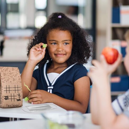 Nil-Tech Kids Brown Paper Facs-Lunch Sandwich Bag مع ألعاب ونكات ، وأكياس الوجبات الخفيفة الصديقة للبيئة ، وآمنة الطعام ، وأكياس الغداء الورقية 50pc كرافت in Kuwait