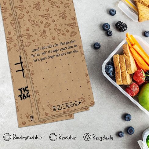 Nil-Tech Kids Brown Paper Facs-Lunch Sandwich Bag مع ألعاب ونكات ، وأكياس الوجبات الخفيفة الصديقة للبيئة ، وآمنة الطعام ، وأكياس الغداء الورقية 50pc كرافت in Kuwait