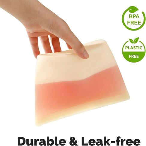 PandaEar 4 Pack Reusable Silicone Food Storage Bags, Leakproof Stand-Up Freezer Bags, Microwave & Dishwasher Safe, for Meal Prep, Snacks, Baby Food – 2 Large (34 oz) + 2 Medium (17 oz) in Saudi Arabia