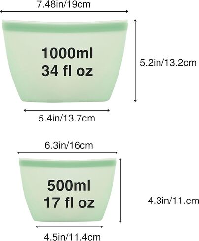 PandaEar 4 Pack Reusable Silicone Food Storage Bags, Leakproof Stand-Up Freezer Bags, Microwave & Dishwasher Safe, for Meal Prep, Snacks, Baby Food – 2 Large (34 oz) + 2 Medium (17 oz) in Saudi Arabia