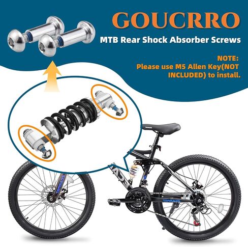 MTB Rear Shock Absorber Screw 25-86mm Full Suspension Mountain Bike Bolts M8 Semi-Round Hexagon Socket Locking Screws 4 Sets(Silver,33MM) in Kuwait