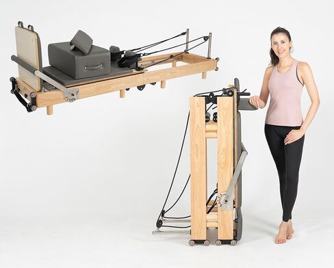 Pilates Reformer Machine, Wood Foldable Pilates Machine Equipment for Home Workout in Kuwait
