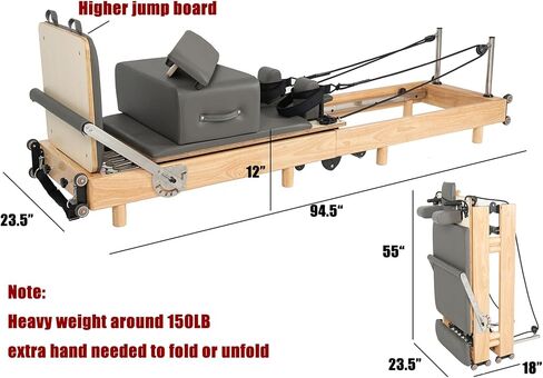 Pilates Reformer Machine, Wood Foldable Pilates Machine Equipment for Home Workout in Kuwait