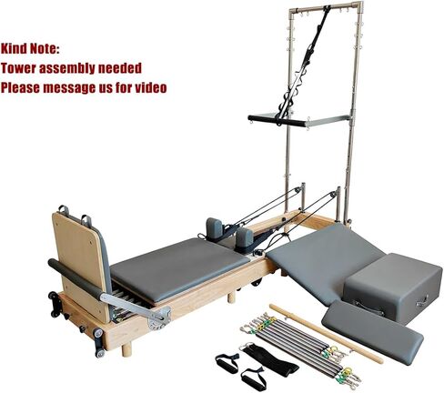 Pilates Reformer Machine, Wood Foldable Pilates Machine Equipment for Home Workout in Kuwait