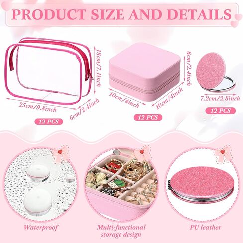 48 PCS Spa Party Formors for Girls Pink Sleepover Party Supplies 6 Bow Bow Beadband 12 Wristband 6 Scrunchies 6 Hair Clip 6 Jewelry Case 6 Makeup Bag 6 Mirror for Bridesmaid Proposal Gifts in Kuwait
