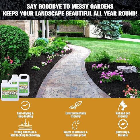Mulch Glue for Landscaping 1GAL, Super Lock Down Sticky Rock Glue for Landscaping, Mulch Gravel Binder Stabilizer 4L, Garden Stone Adhesive for Landscape Maintenance in Kuwait