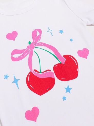 Girls Pajama Set, 4-Piece Cotton Pajamas Short Summer PJs Kids Sleepwear in Saudi Arabia