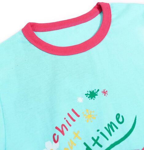Girls Pajama Set, 4-Piece Cotton Pajamas Short Summer PJs Kids Sleepwear in Saudi Arabia
