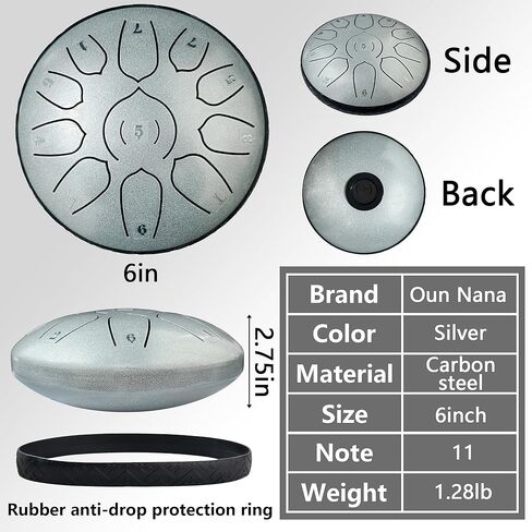 لسان الصلب طبل الموسيقي صوتي شفاء الآلات للبالغين الأطفال ، 6 بوصات 11 ملاحظات طبل المطر لحديقة التخييم التخييم اليوغا شقرا الهدايا ، الأخضر in Kuwait