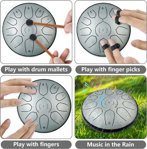 لسان الصلب طبل الموسيقي صوتي شفاء الآلات للبالغين الأطفال ، 6 بوصات 11 ملاحظات طبل المطر لحديقة التخييم التخييم اليوغا شقرا الهدايا ، الأخضر in Kuwait