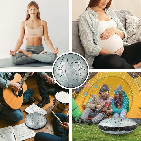 لسان الصلب طبل الموسيقي صوتي شفاء الآلات للبالغين الأطفال ، 6 بوصات 11 ملاحظات طبل المطر لحديقة التخييم التخييم اليوغا شقرا الهدايا ، الأخضر in Kuwait